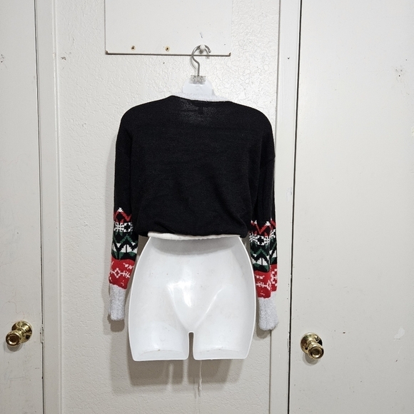 "No Boundaries" Angry Cat Ugly Christmas Sweater Women's Size Medium (7-9) - Picture 2 of 4